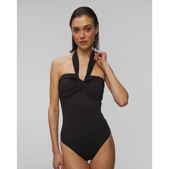 Seafolly Other - Seafolly Collective Black Halter Tie Neck Bandeau One Piece Swimsuit Size 10